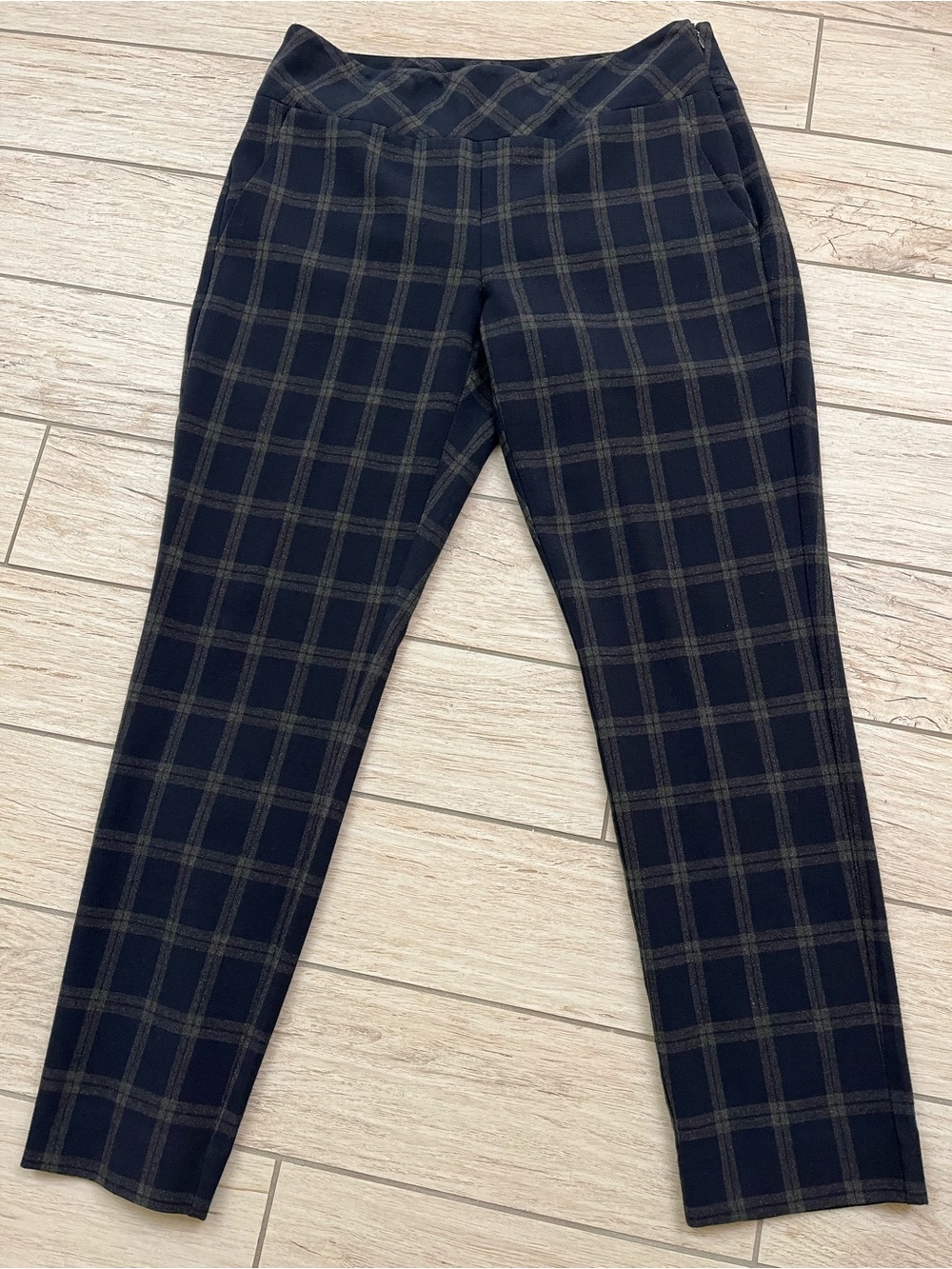 CAbi Navy and Green plaid pants